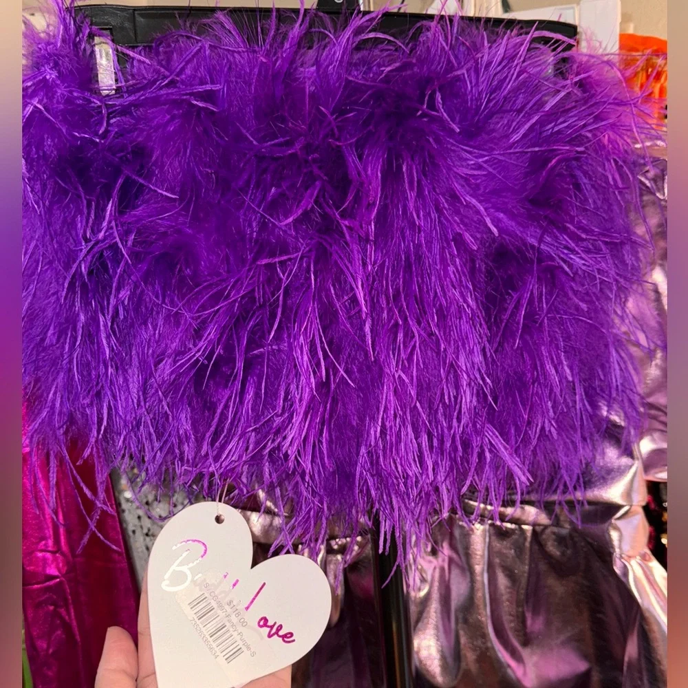 BNWT Buddy Love Feather Fuzzy Top-Purple - Picture 2 of 2